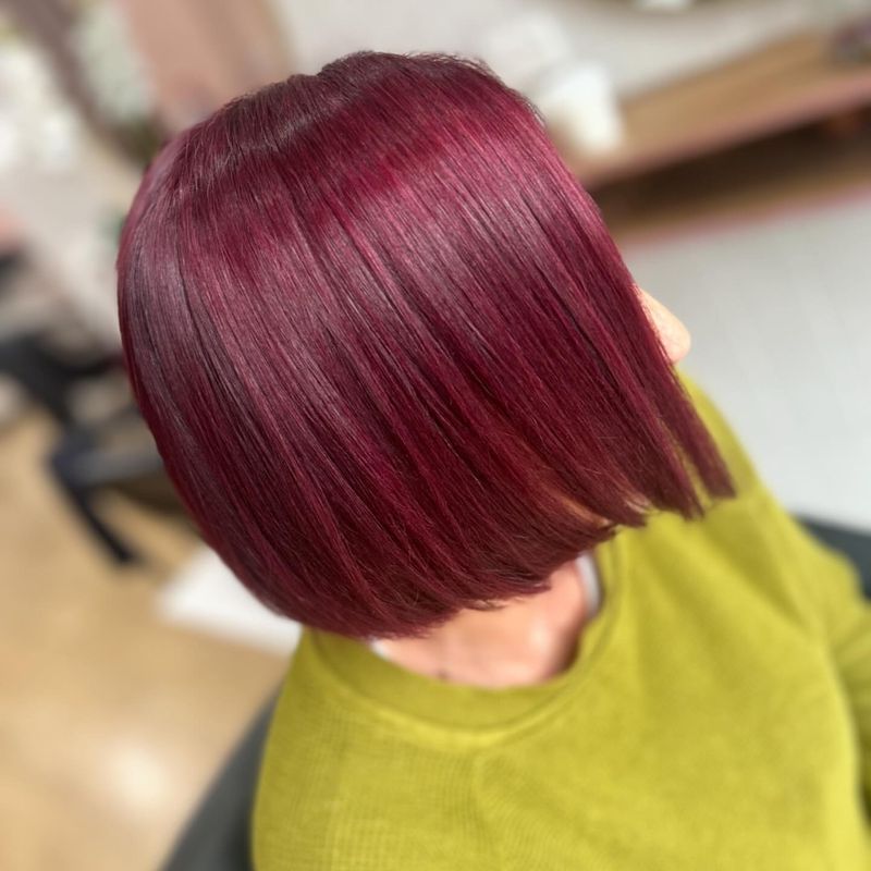 Cherry Red Asymmetrical Bob