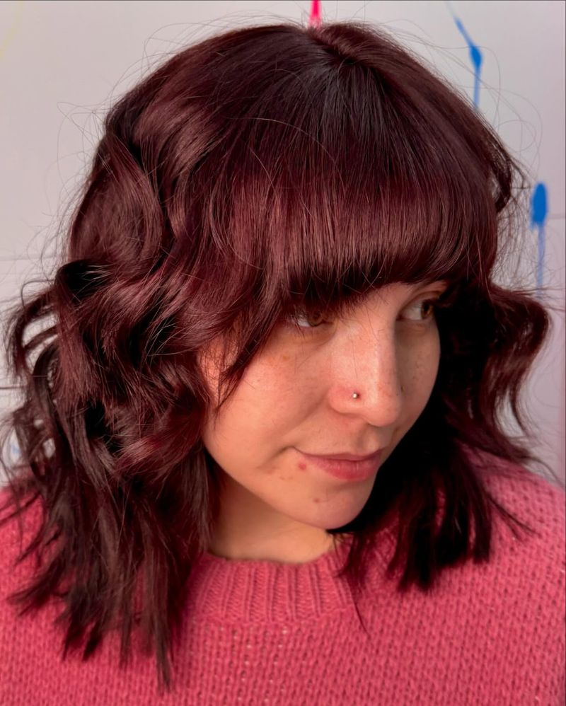 Cherry Red Bob with Bangs