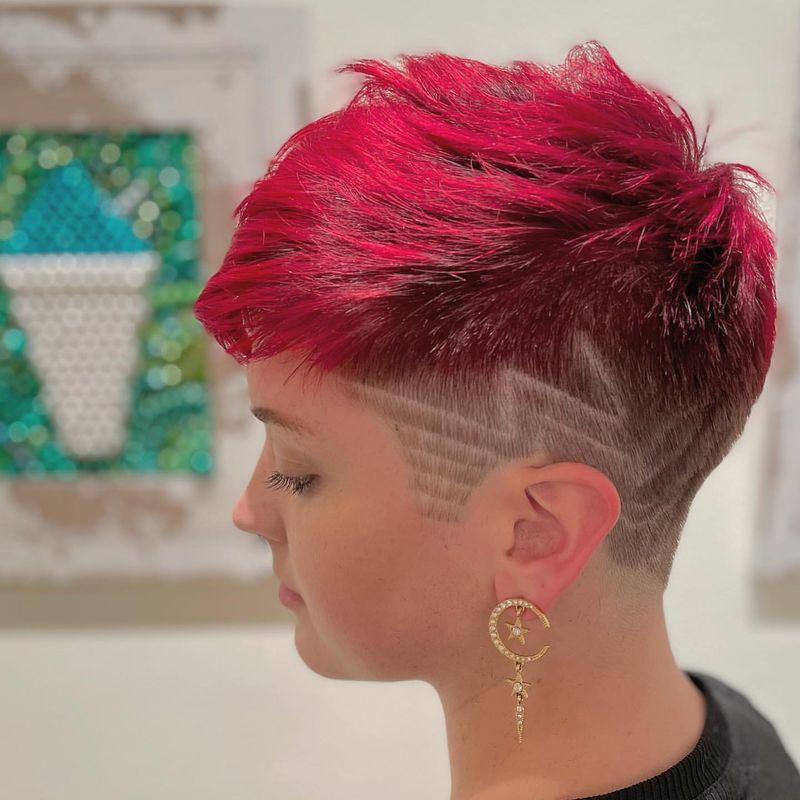 Cherry Red Pixie with Undercut