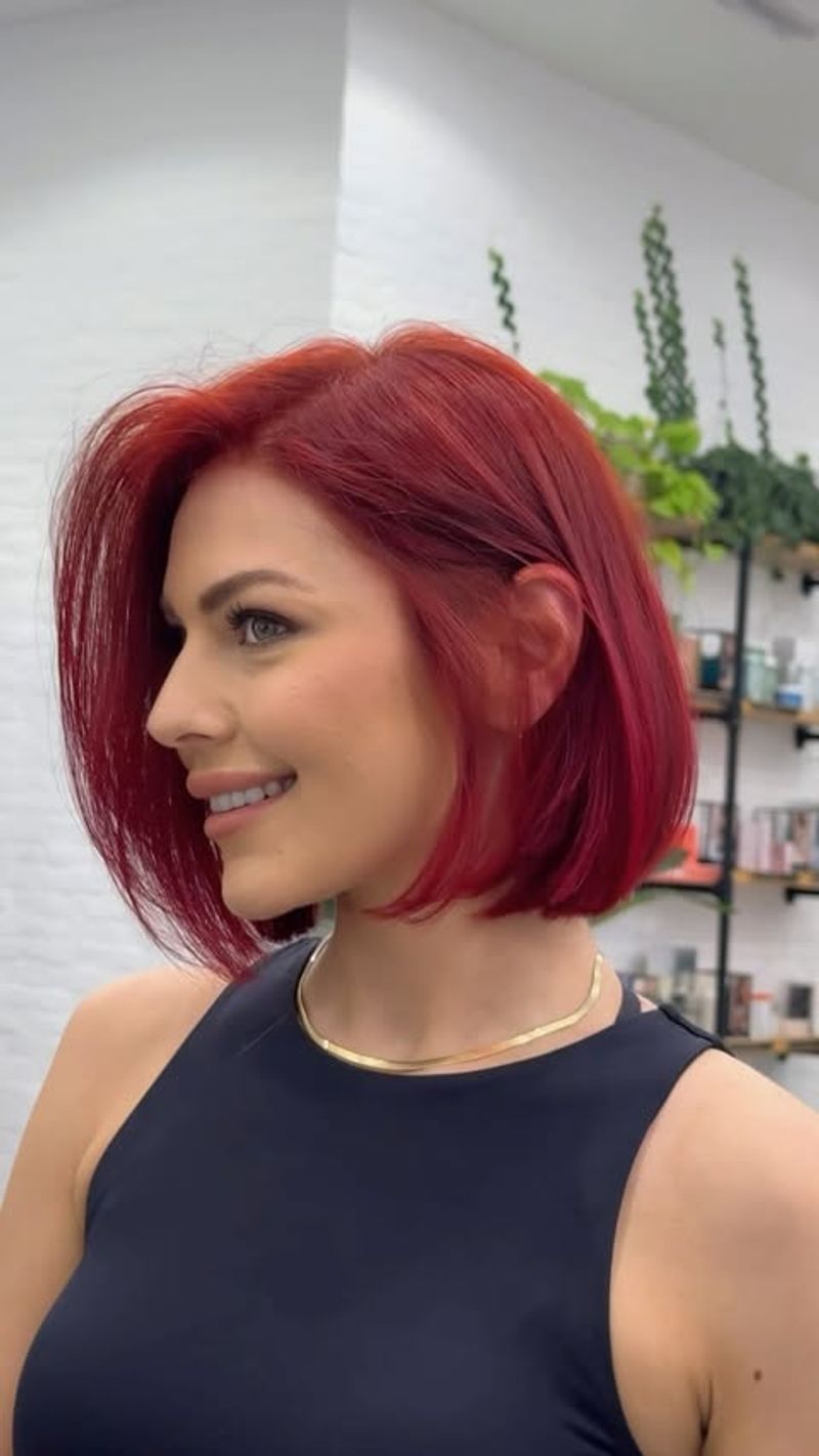 Cherry Red Sleek Bob