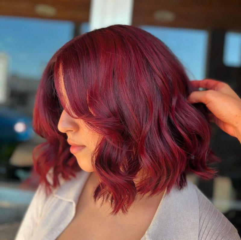 Cherry Red Tousled Bob