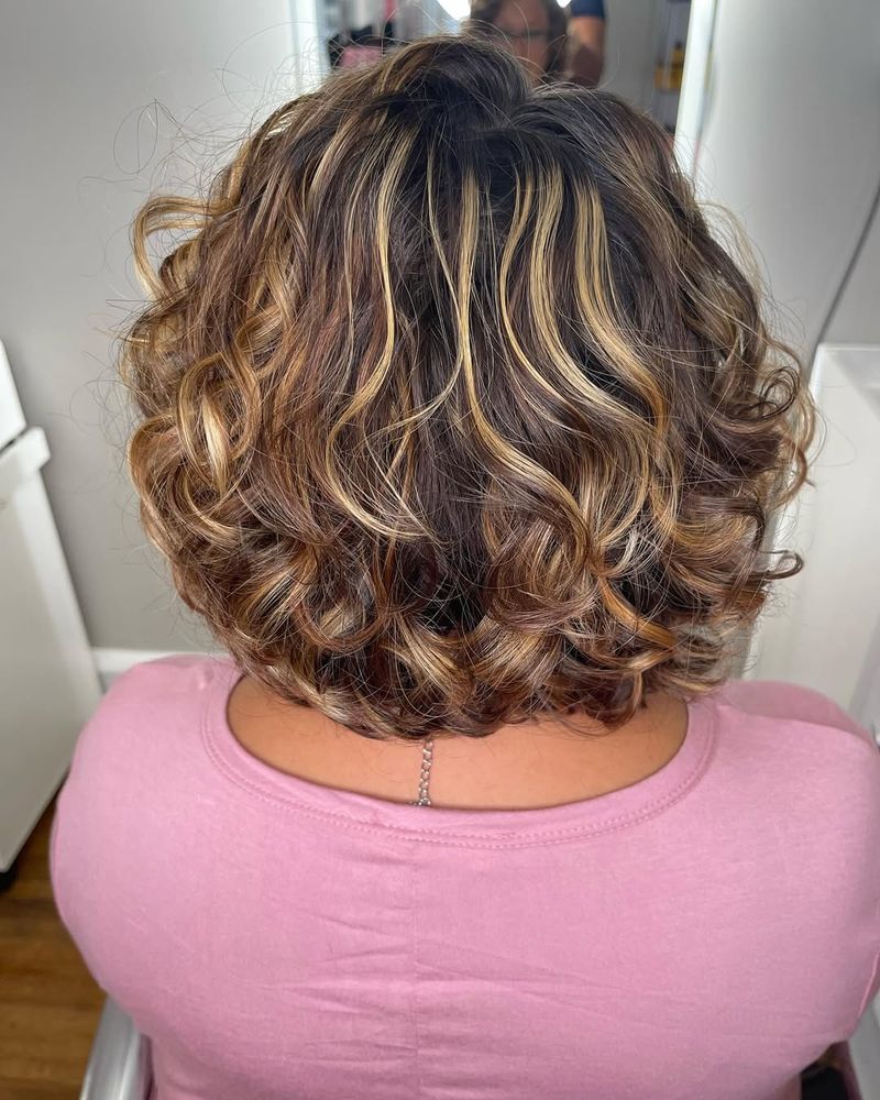 Curled Bob with Highlights