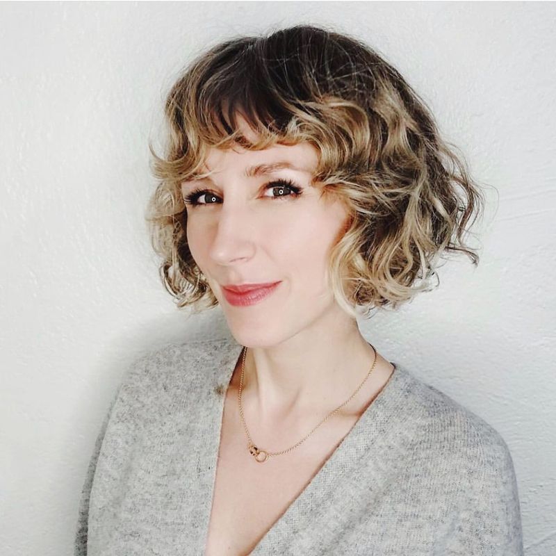 Curly Bob with Highlights