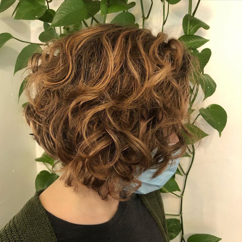 Curly Bob with Highlights