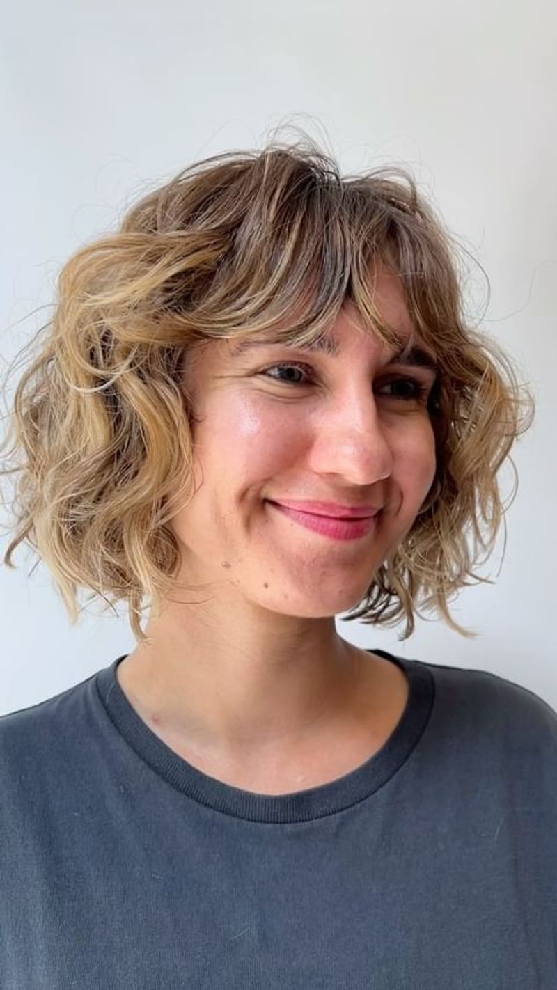 Curly Bob with Wispy Bangs