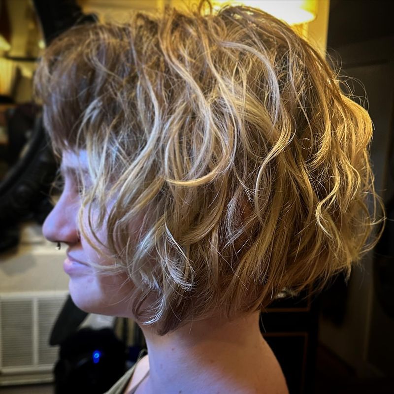 Curly Choppy Bob