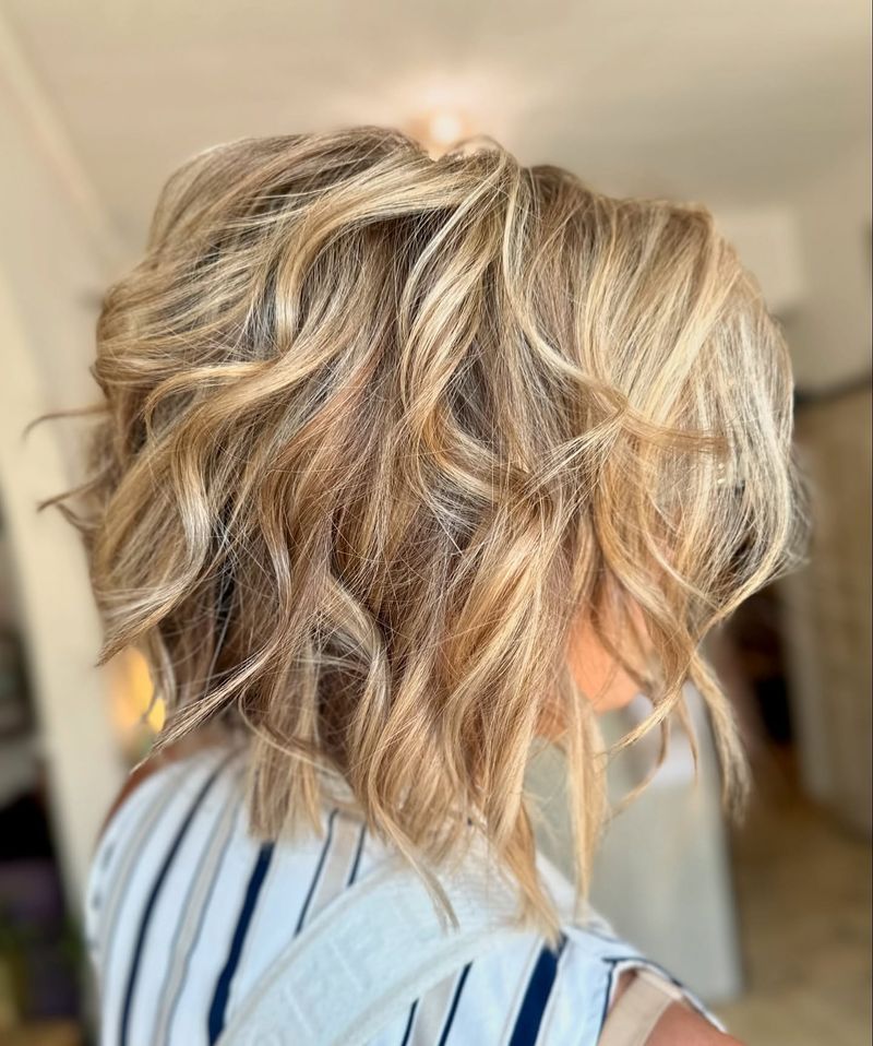 Curly Lob with Highlights