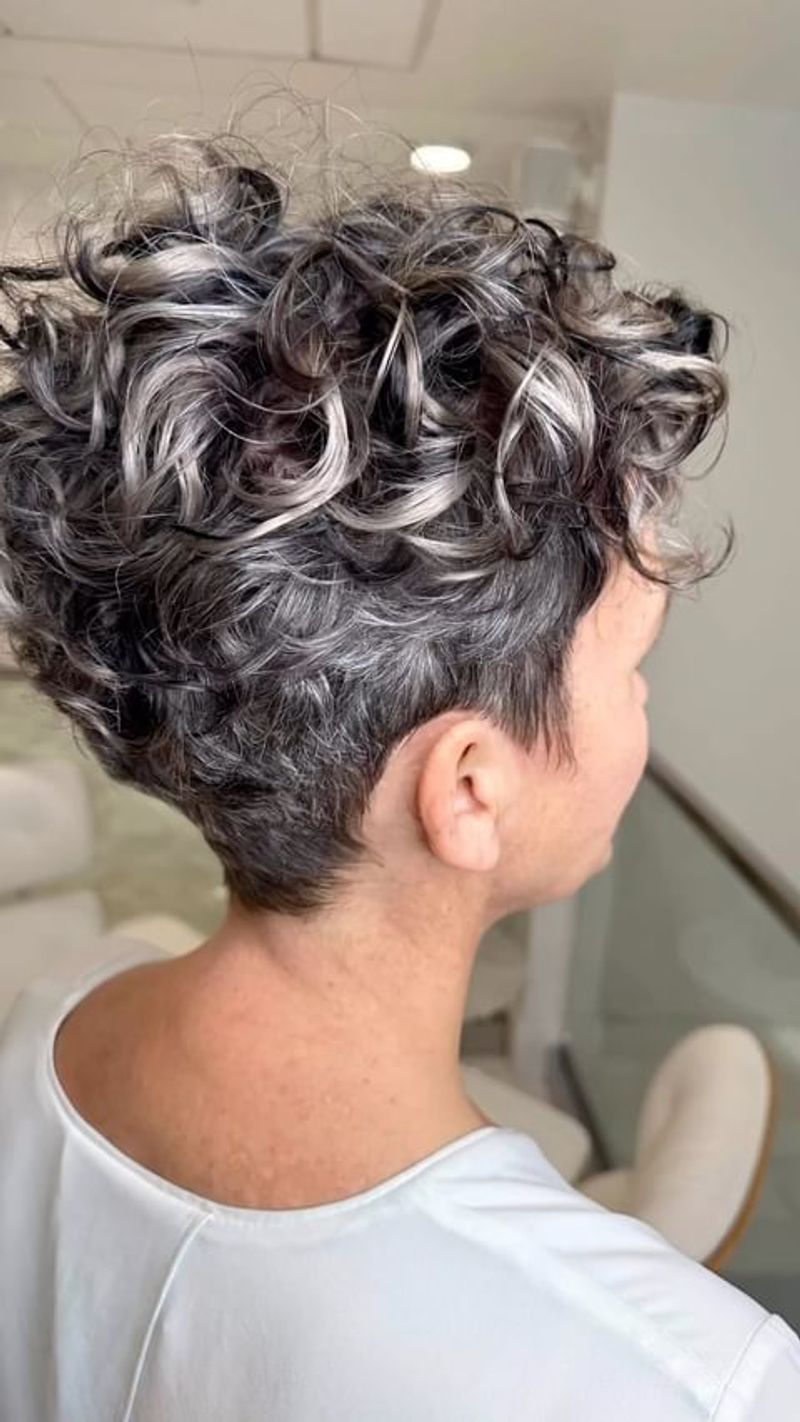 Curly Pixie with Highlights