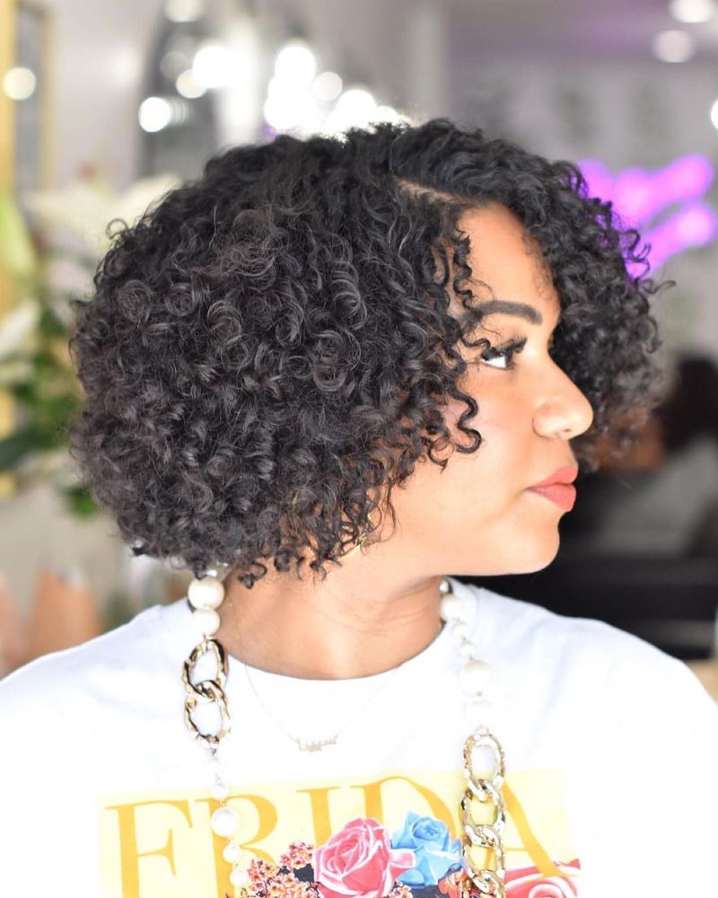 Curly Side Part Bob