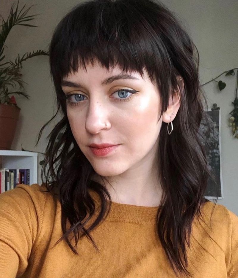 Edgy Bangs for Oval Faces