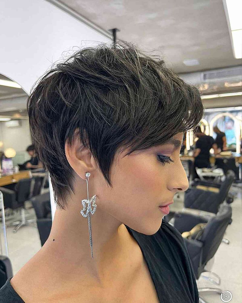 Edgy Layered Pixie for Thick Hair