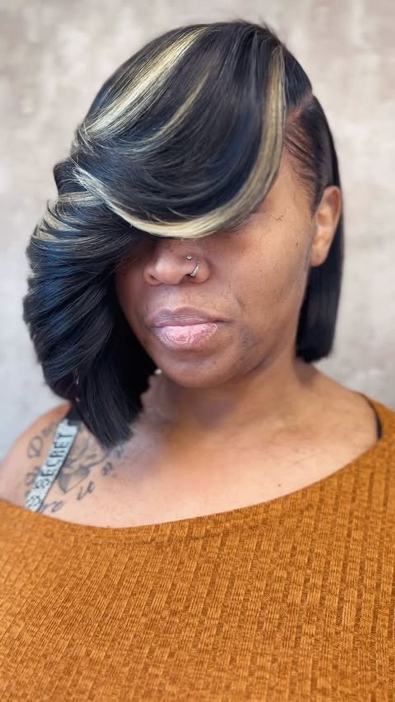 Feathered Bob with Side Part