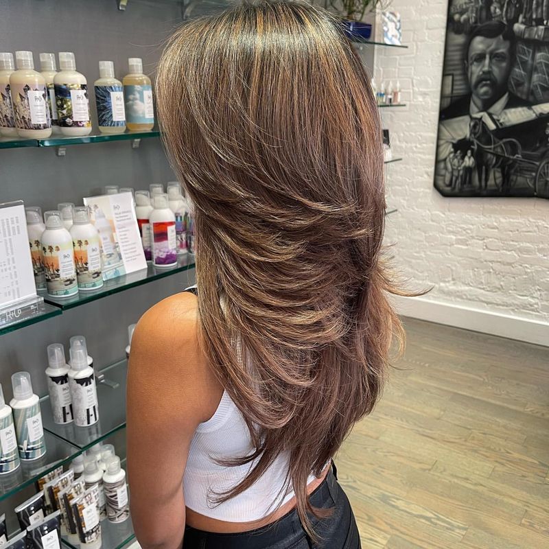 Camadas de penas com balayage