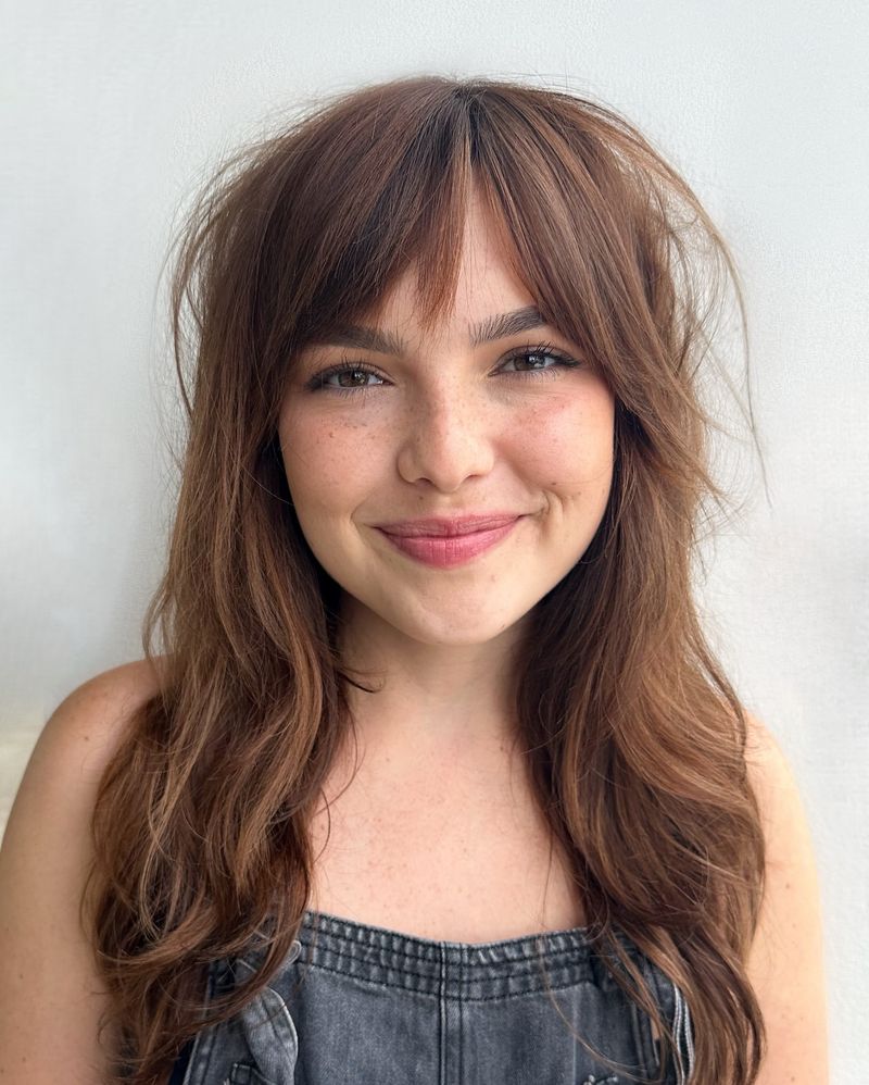 Fringed Bangs for Round Faces