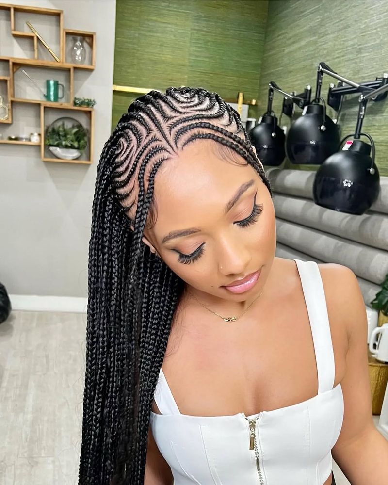 Ghana Braids with Cornrow Accents