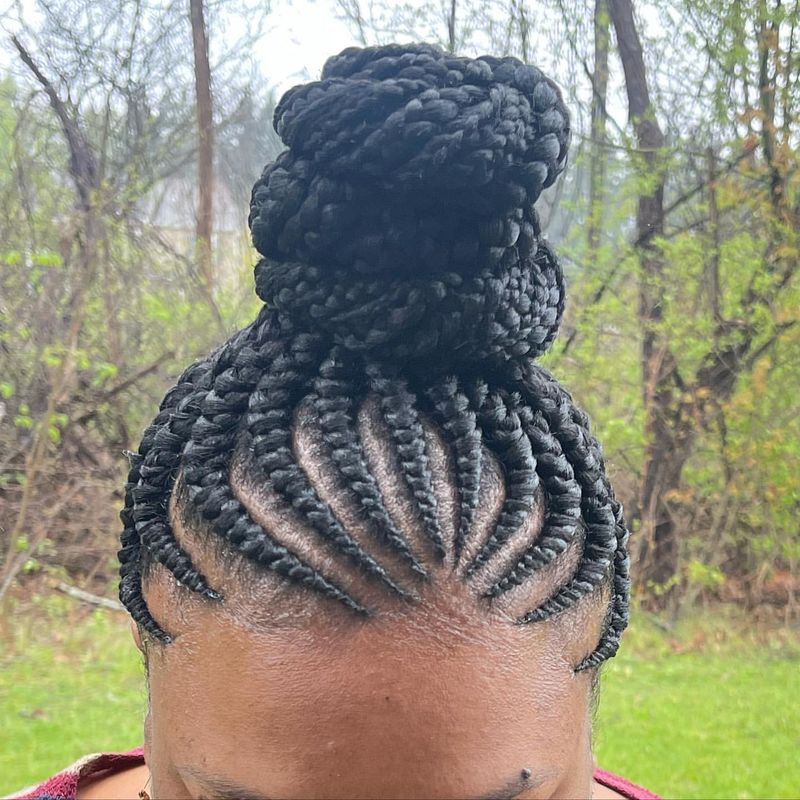 Ghana Braids with High Bun