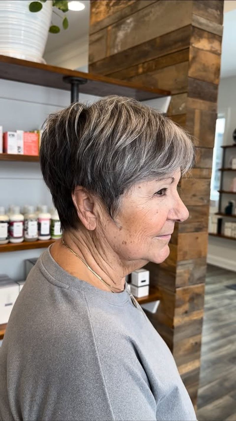 Gray Pixie with Highlights