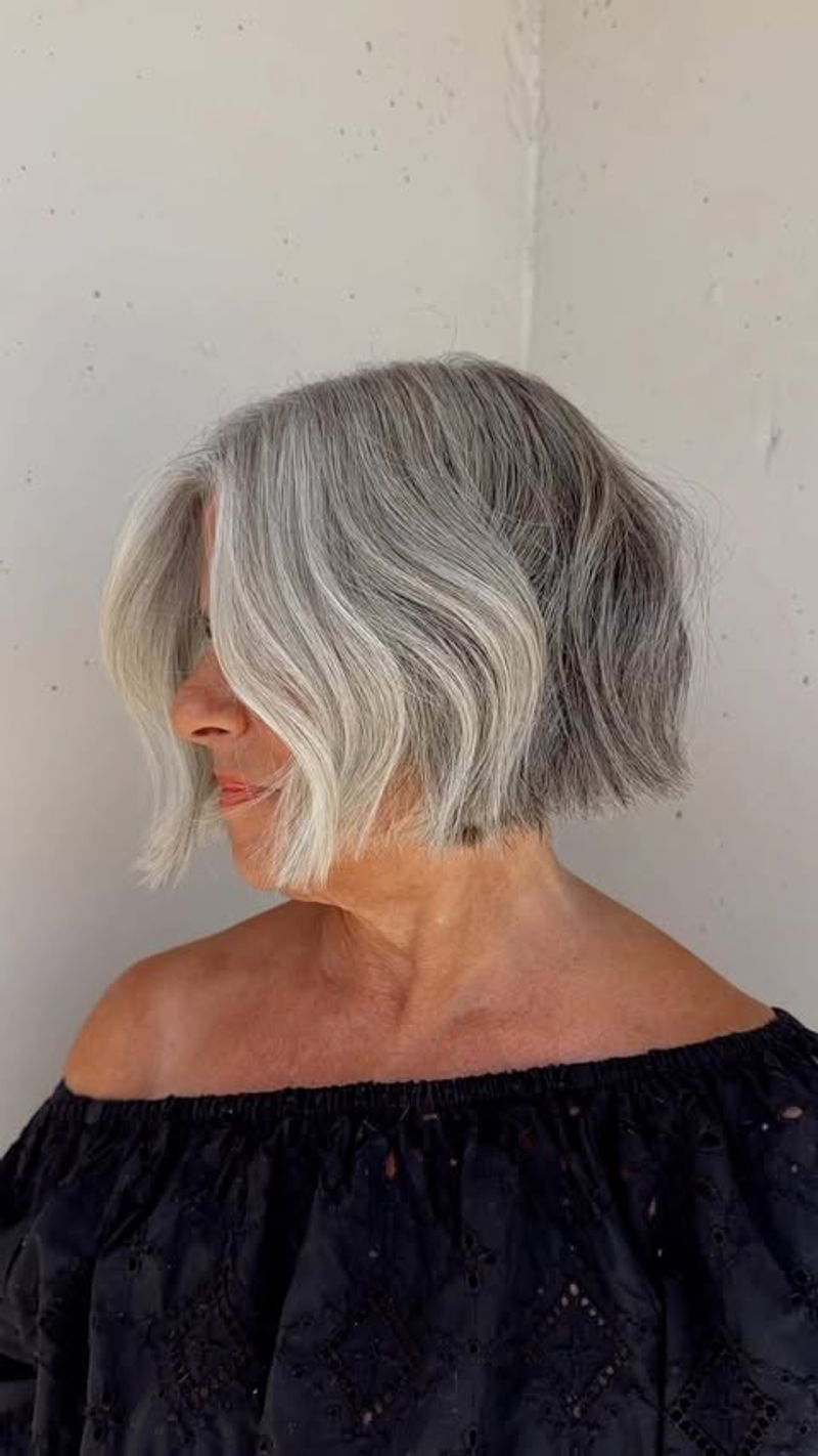 Gray Shaggy Bob