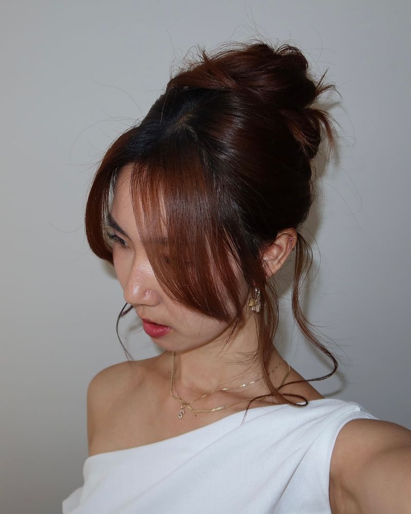 High Bun with Bangs