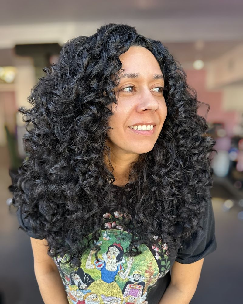 Layered Curls for Round Faces