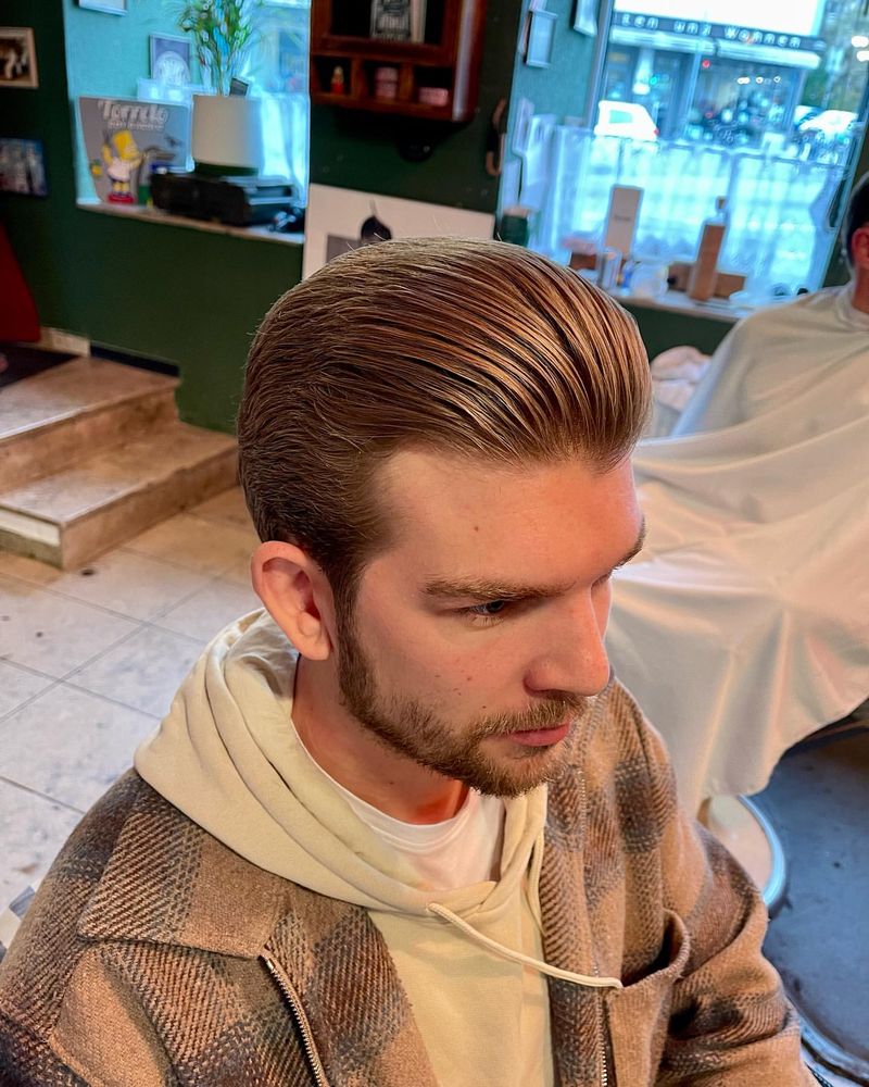 Long Slicked-Back Hair with Beard