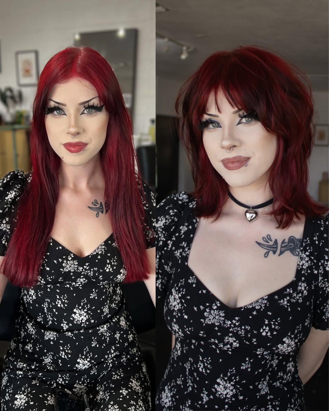 Long Straight Red Hair Into A Sassy Short Shag