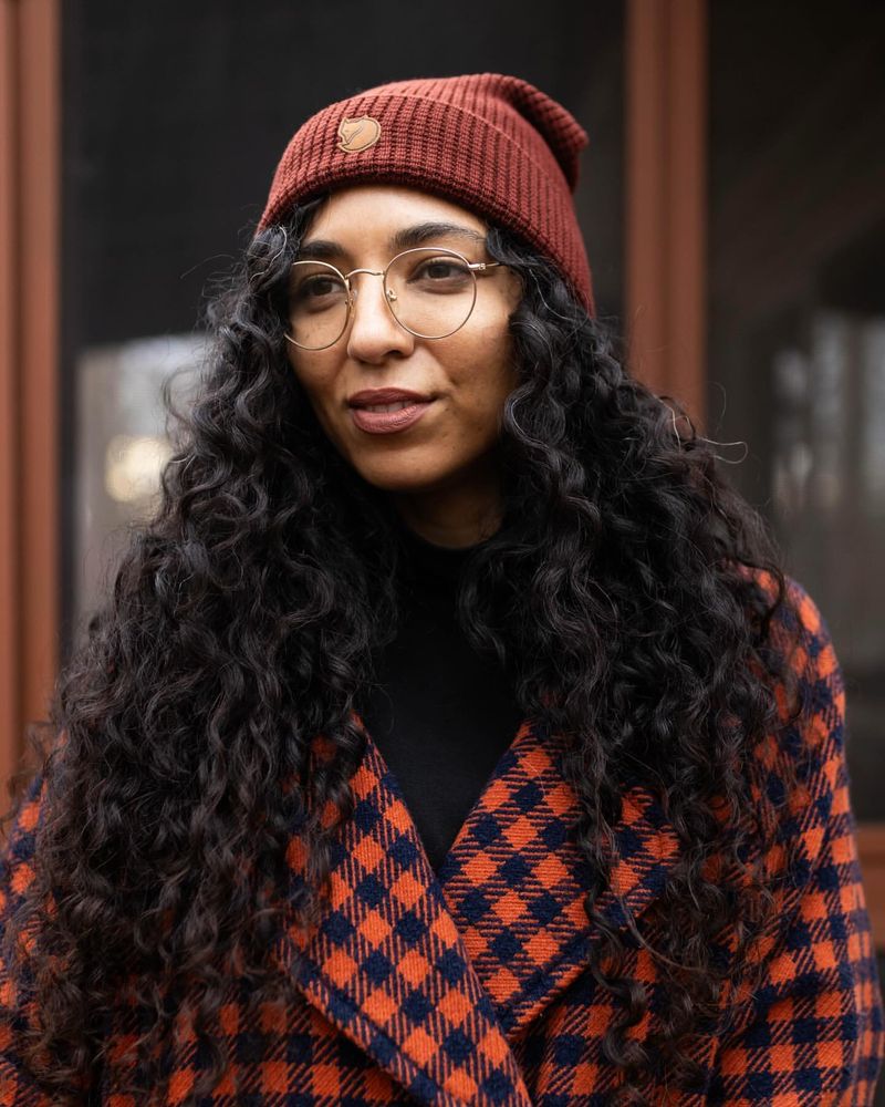 Loose Curls with Knitted Hat