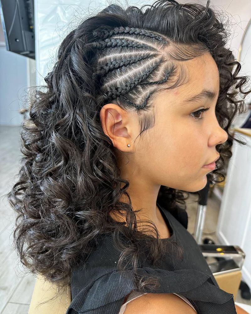 Loose Curls with Side Braids