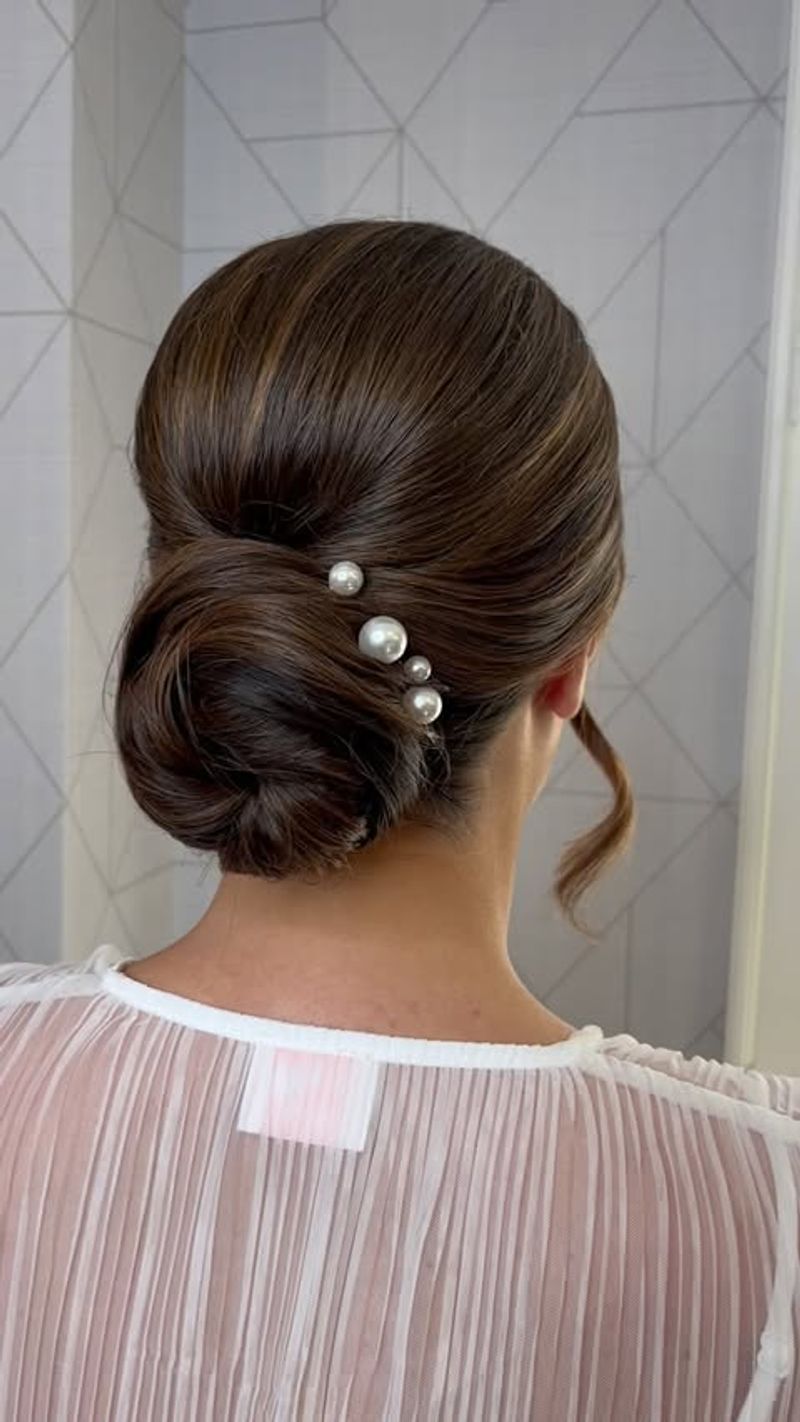 Low Chignon with Pearls