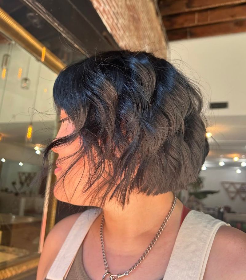 Messy Bob with Beach Waves