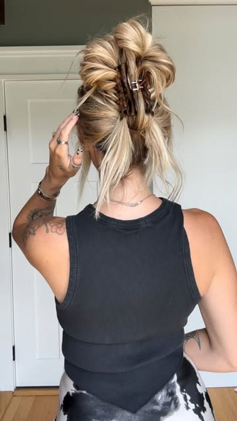 Chignon désordonné avec pince à cheveux