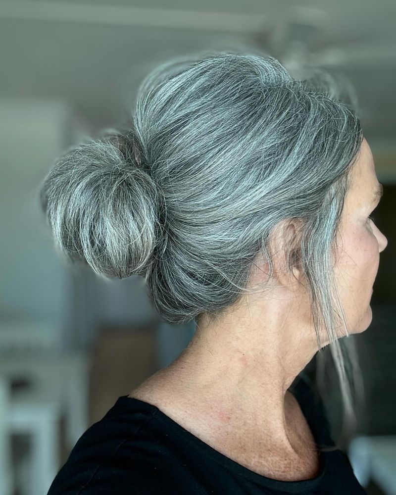 Messy Silver Bun