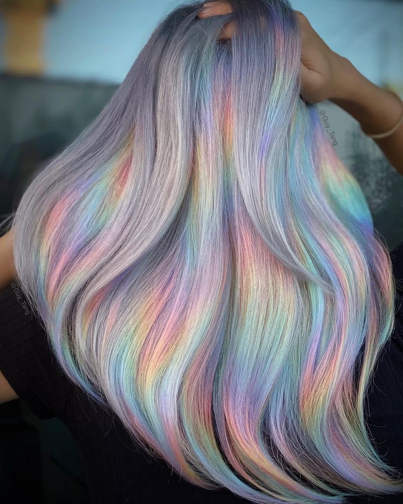 Cabelo arco-íris pastel