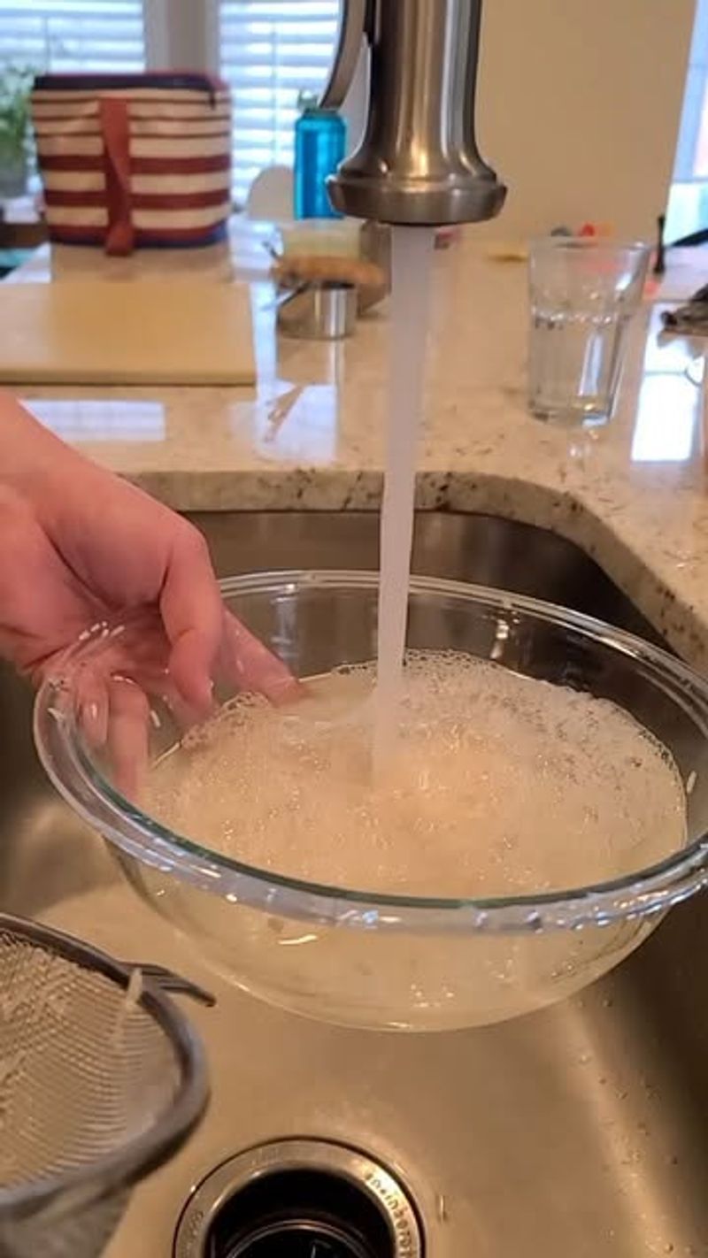 Aclarado con agua de arroz