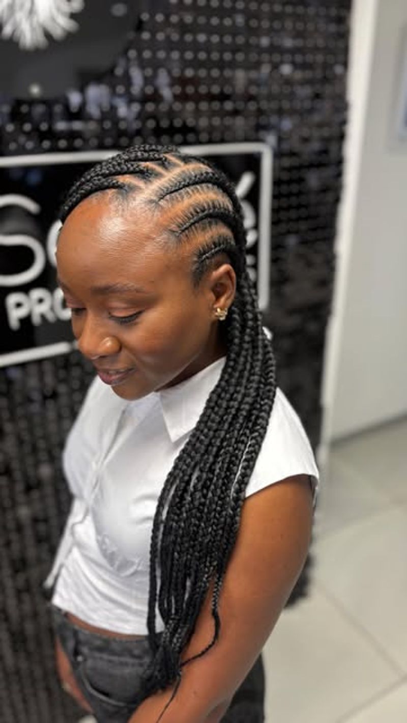 Side-Swept Ghana Braids