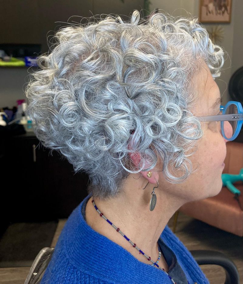 Silver Curly Bob