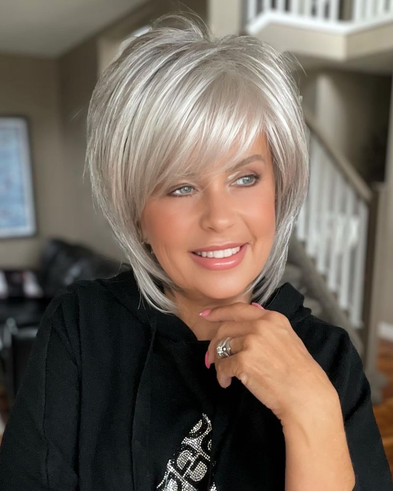 Silver Side-Swept Bangs