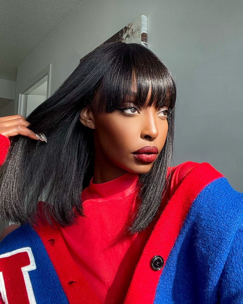 Sleek Bangs for Square Faces