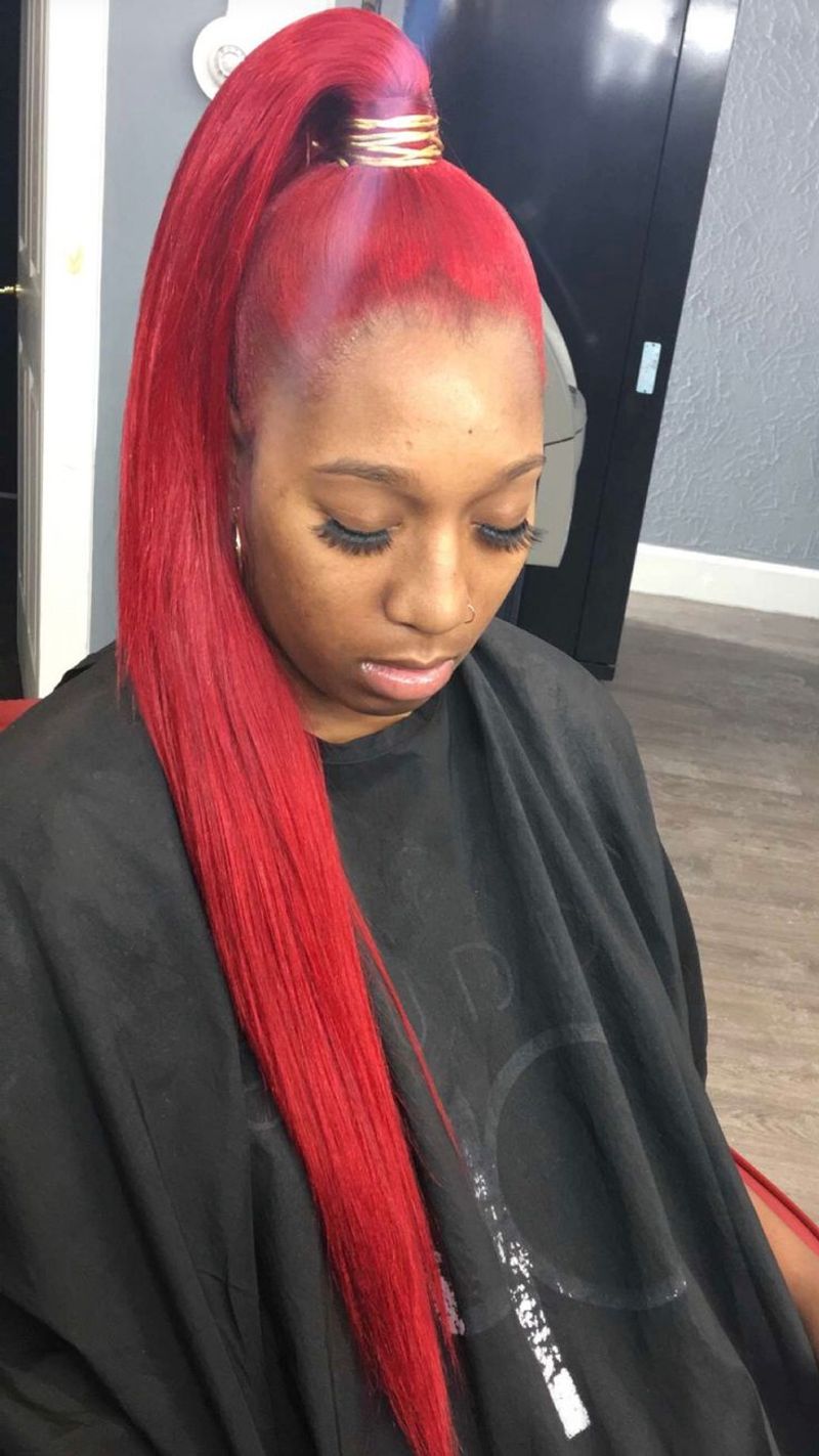 Sleek Cherry Red Ponytail