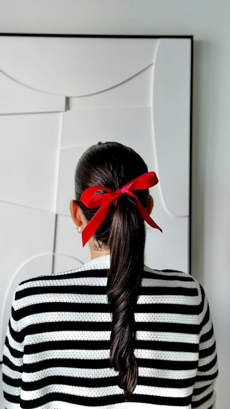 Slicked-Back Ponytail with Ribbon