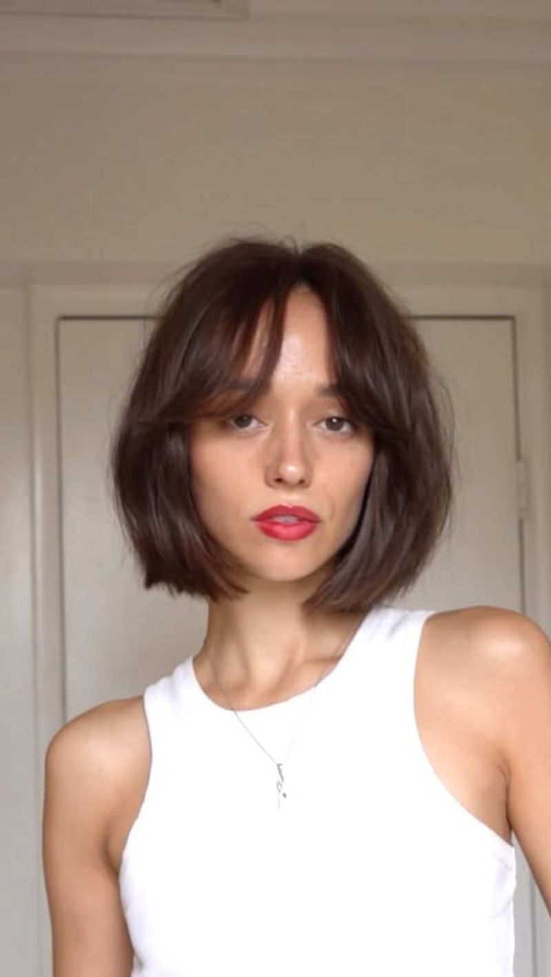 Straight Lob with Wispy Bangs