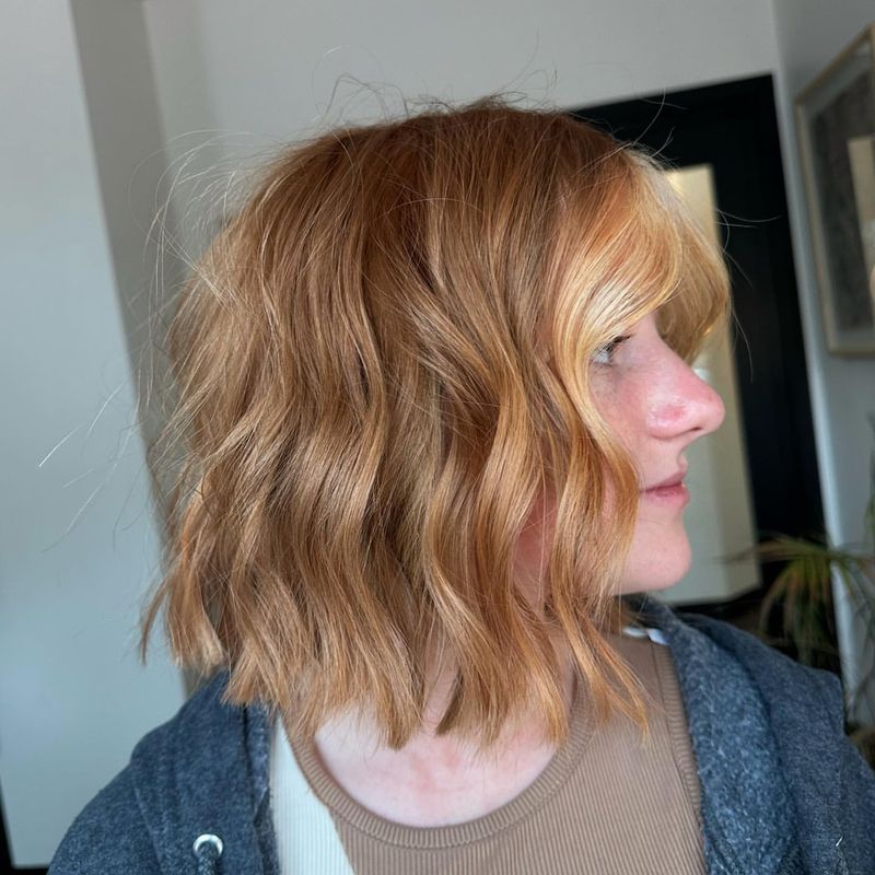 Strawberry Blonde Tousled Bob