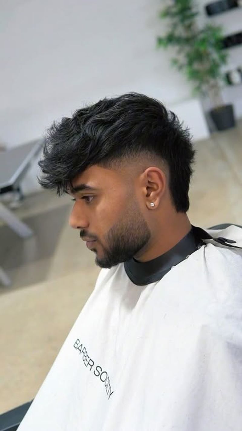 Textured Burst Fade Mullet