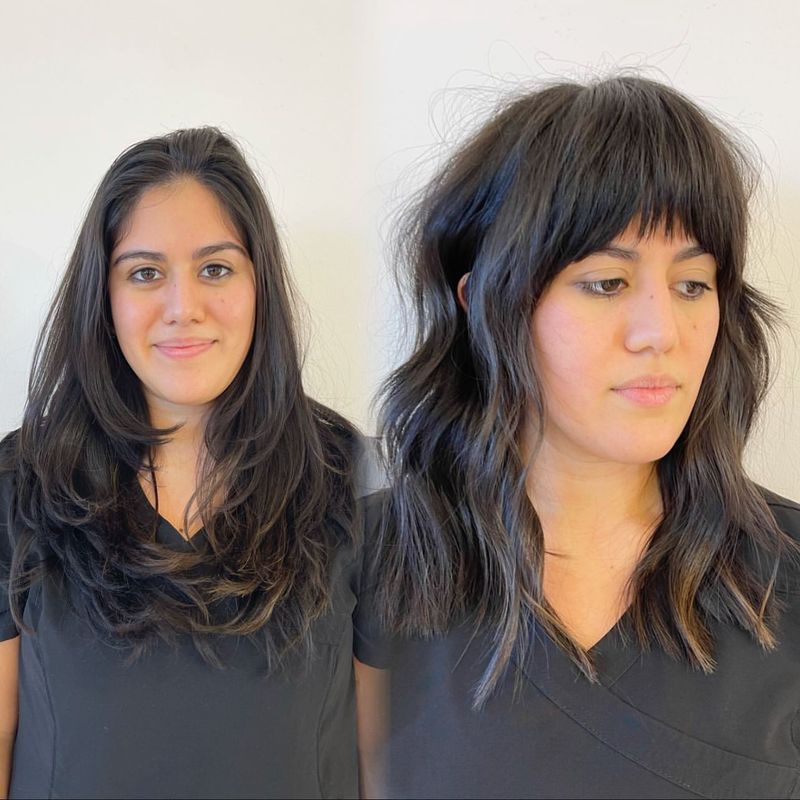 Textured Lob with Bangs