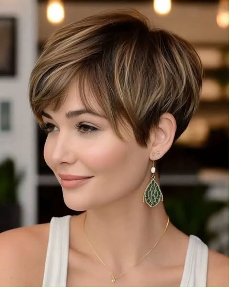 Pixie texturizado con mechas