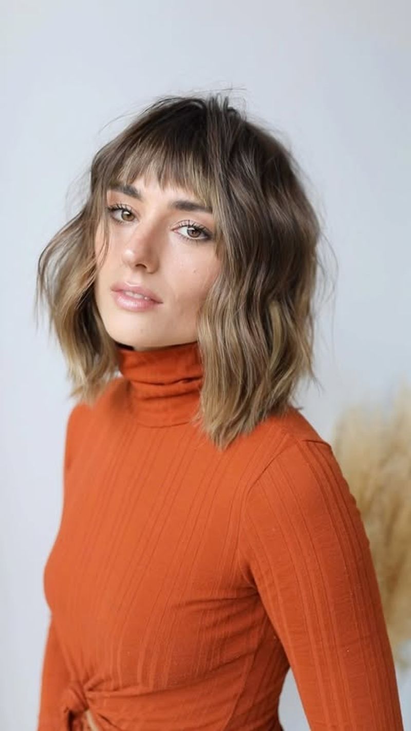 Tousled Lob with Fringe