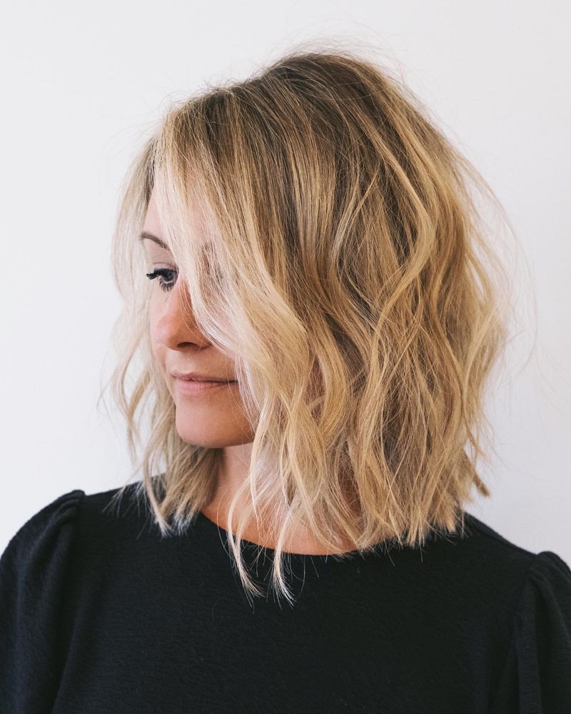 Tousled Lob with Front Layers