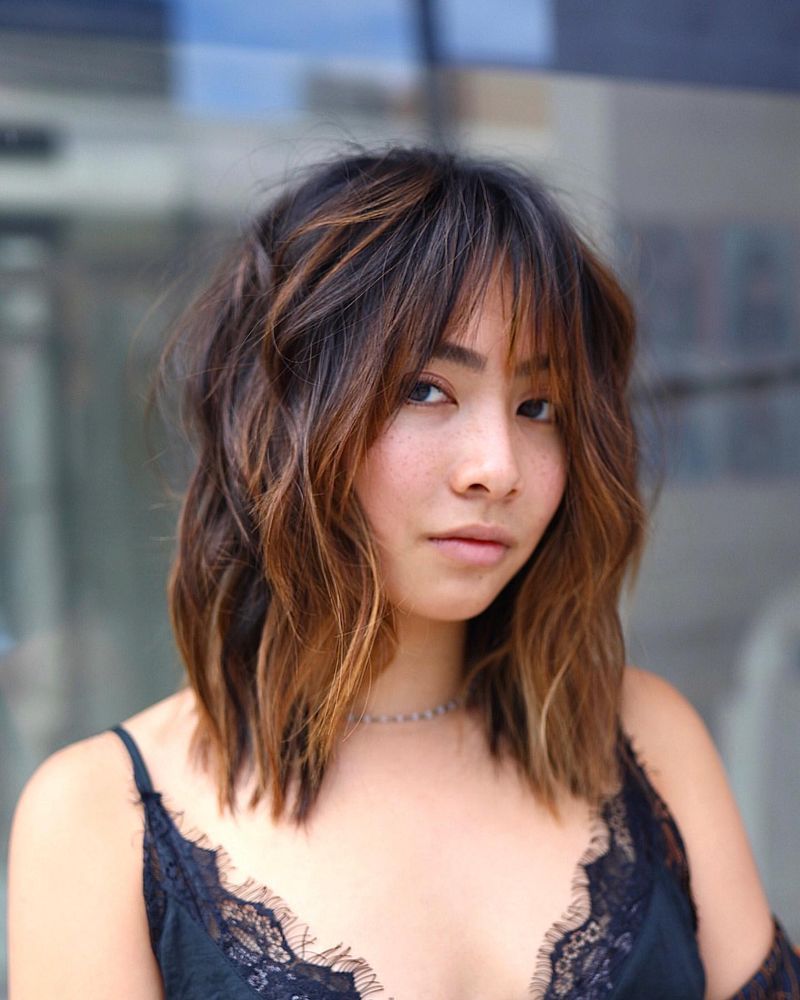 Tousled Lob with Wispy Bangs