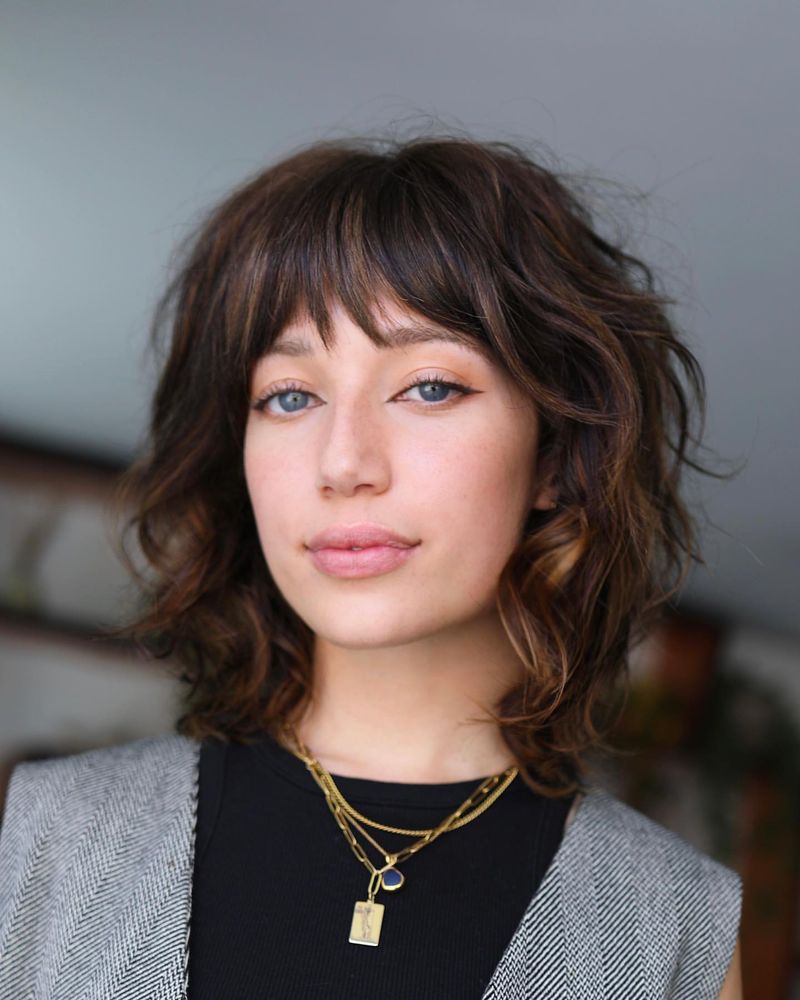 Wavy Bob with Bangs