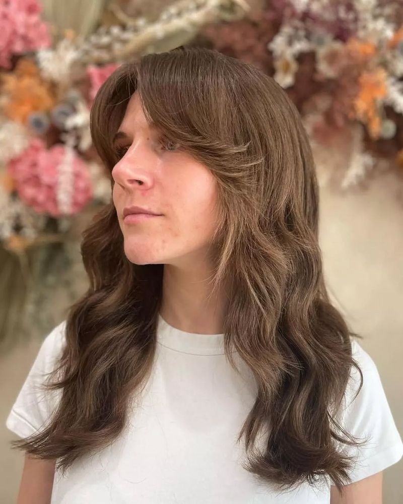 Classic Curtain Bangs with Loose Waves